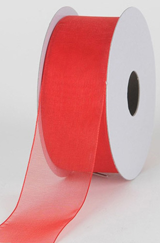 5/8 inch mono edge organza ribbon 25yds red - Item # 14152