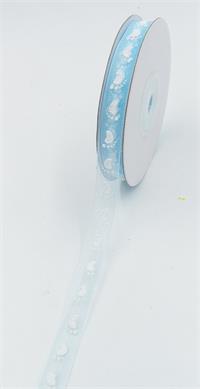 5/8 inch baby puffy organza printed ribbon 25yds white/lt. Blue - Item # 14185
